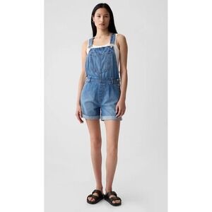 Gap Womens Denim Shortalls Medium Wash Blue Jean Overalls Shorts Size S $89